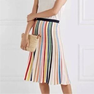 J. Crew Rainbow Stripe Pull-On Flare Midi Skirt